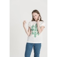 White t-shirt "Horses" (green)